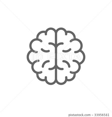 插图素材 simple brain line icon symbol and sign vector