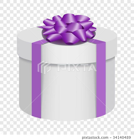 插图素材: white gift box with a purple bow icon, flat style