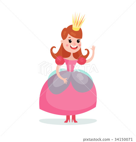 插图素材: beautiful cartoon princess girl character in a