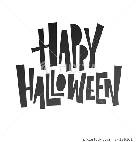 插图素材: happy halloween lettering. holiday calligraphy for