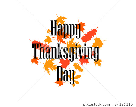 图库插图: happy thanksgiving day. yellowed autumn leaves