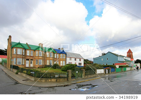 图库照片: typical british town houses in port stanley