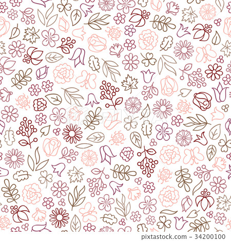 插图素材: flower icon seamless pattern floral leaves flowers