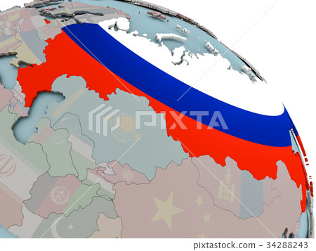 插图素材: map of russia with flag