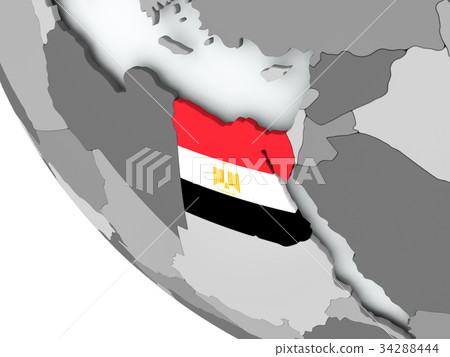 插图素材: flag of egypt on political globe