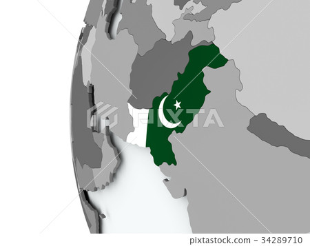 图库插图: pakistan on globe with flag