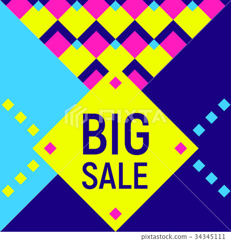 插图素材: big sale abstract background, neon memphis style