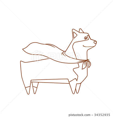 插图素材: welsh corgi dog with superhero cape. vector