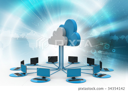 插图素材: cloud computing with computer network