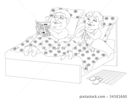 图库插图 fat people in bed black and white image