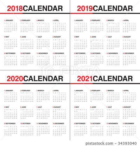 插图素材: year 2018 2019 2020 2021 calendar vector