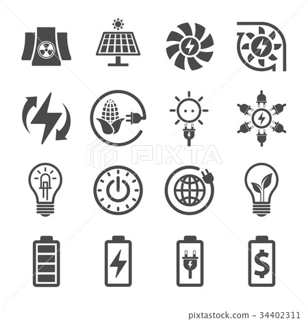 插图素材: electricity, ecology and energy icon set, 查看全部