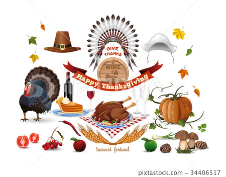 插图素材: thanksgiving icons set