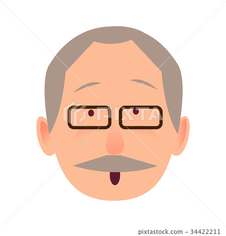 插图素材: surprised face of gray-haired old man close-up