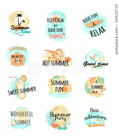 图库插图: set of summer logo icons. summer time