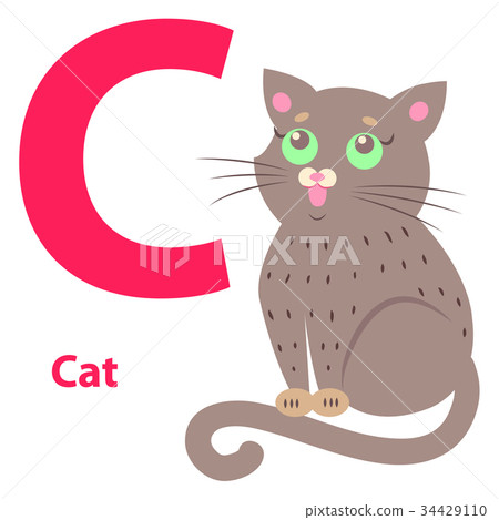 图库插图: alphabet illustration for letter c with cute cat