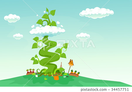 图库插图: fantasy beanstalk illustration