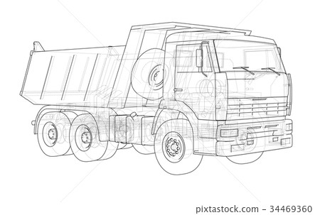 插图素材: dump truck. vector