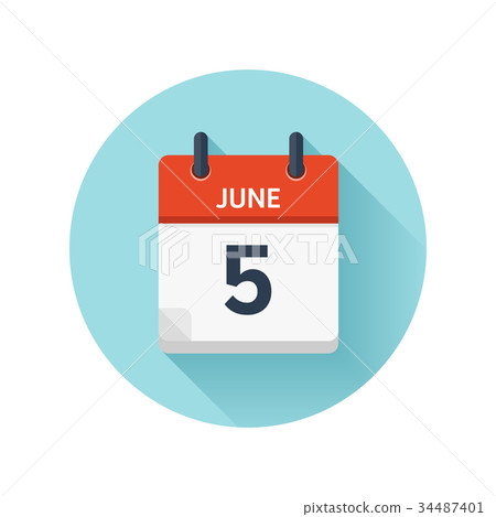 插图素材 june 5 vector flat daily calendar icon date and