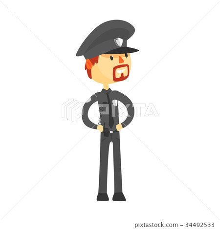 图库插图: police officer character wearing uniform cartoon