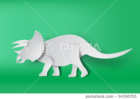 插图素材: paper art of triceratops dinosour
