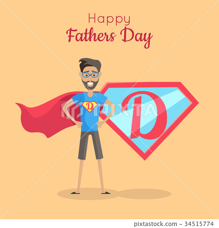 插图素材: happy fathers day poster. daddy super hero