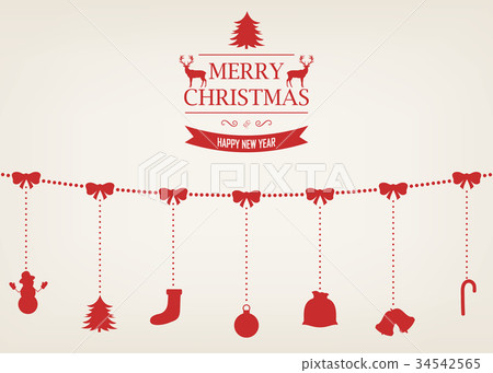 插图素材: christmas greeting card with merry christmas and