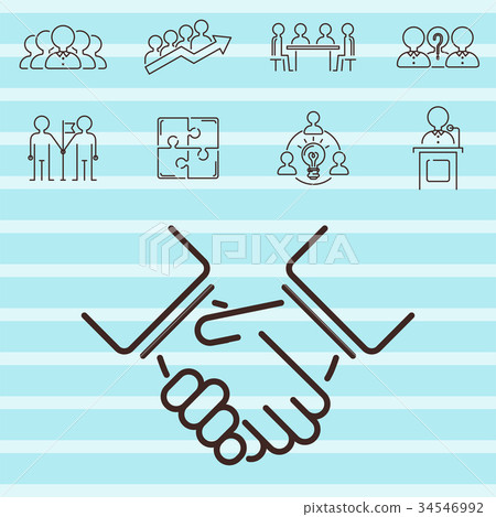 图库插图: business teamwork teambuilding thin line icons