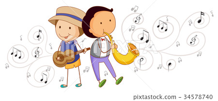 图库插图: people playing musical instruments