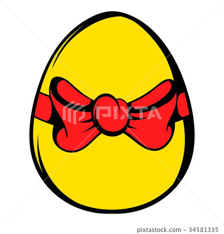 插图素材: easter egg with a red bow icon, icon cartoon