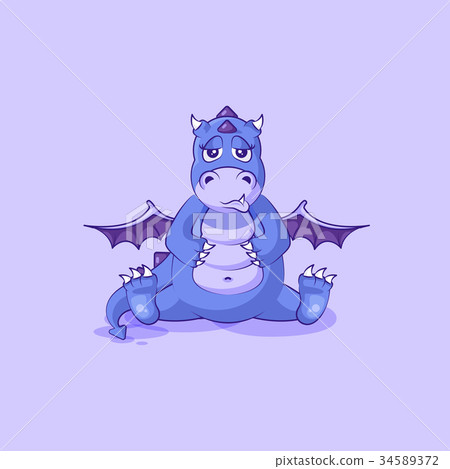 dragon图片, 插图素材 vector emoji character cartoon dragon dinosaur sad