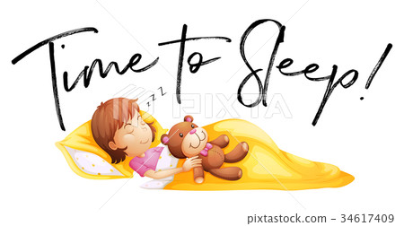 图库插图: phrase time to sleep with little girl in bed
