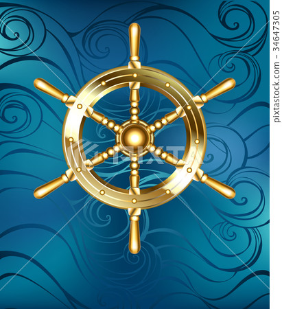 插图素材: golden ship wheel