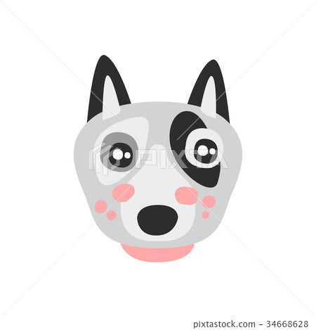 图库插图: cute bull terrier dog face, funny cartoon animal