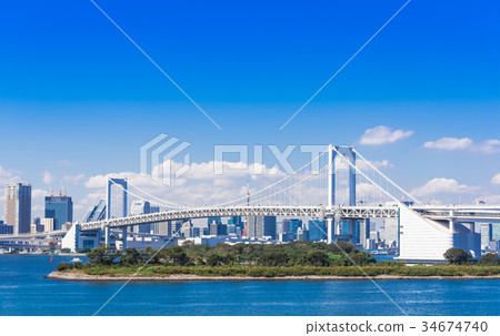 stock photo: rainbow bridge overlooking from odaiba