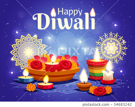 插图素材: diwali realistic background