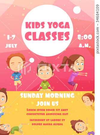 插图素材: kids yoga classes advertising poster