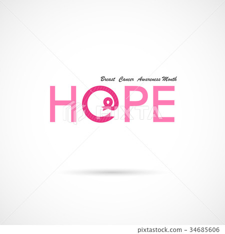 插图素材: hope word icon.breast cancer october awareness