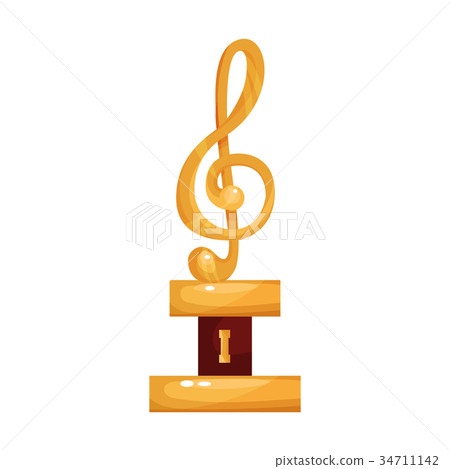 插图素材: gold treble clef, music award statuette cartoon