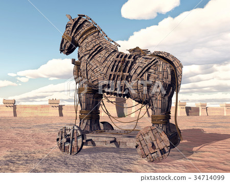 插图素材: trojan horse at troy