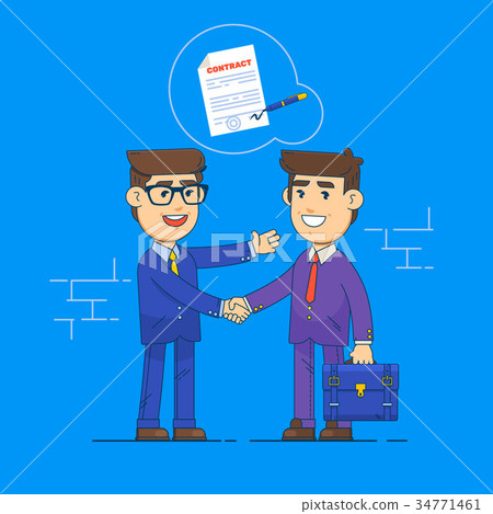 图库插图: businessmen shake hands and signing contract