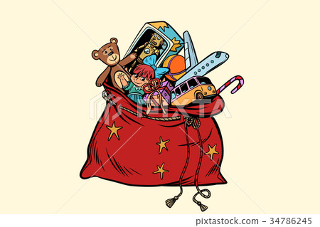 插图素材: santa sack with christmas gifts and toys