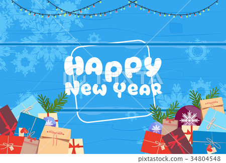 插图素材: happy new year and merry christmas greeting card