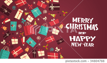 插图素材: merry christmas and happy new year greeting card