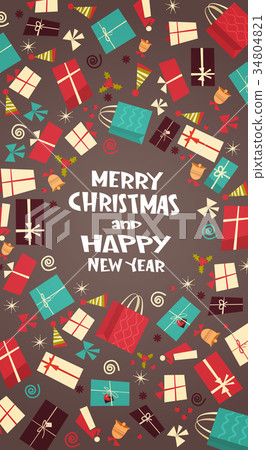 插图素材: merry christmas and happy new year greeting card