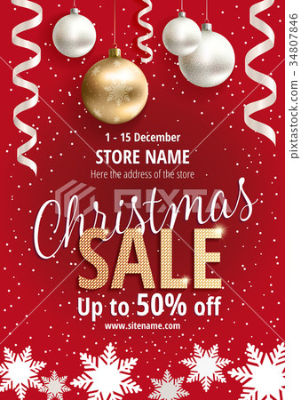 插图素材: the christmas sale. red poster for shop