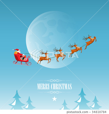 图库插图: merry christmas happy new year, santa claus coming