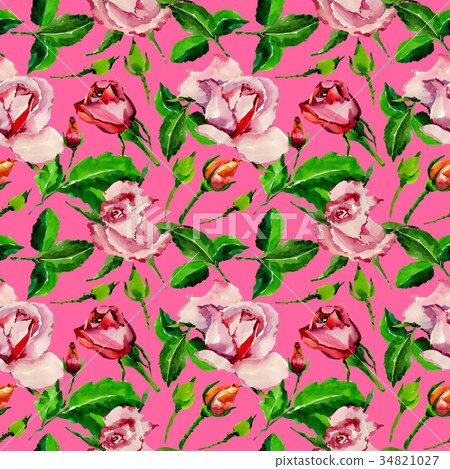 插图素材: wildflower rose flower pattern in a watercolor