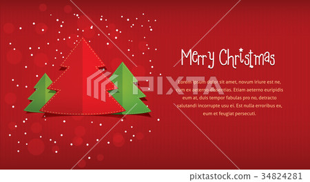 插图素材: merry christmas red horizontal postcard