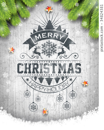 插图素材: vector merry christmas holiday and happy new year